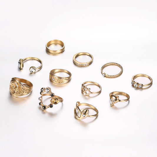 Gold Fox Serpentine Ring With Rhinestones Alloy Jewelry For Women Elegant Fashion Accessory EuropeanStyle Chic
