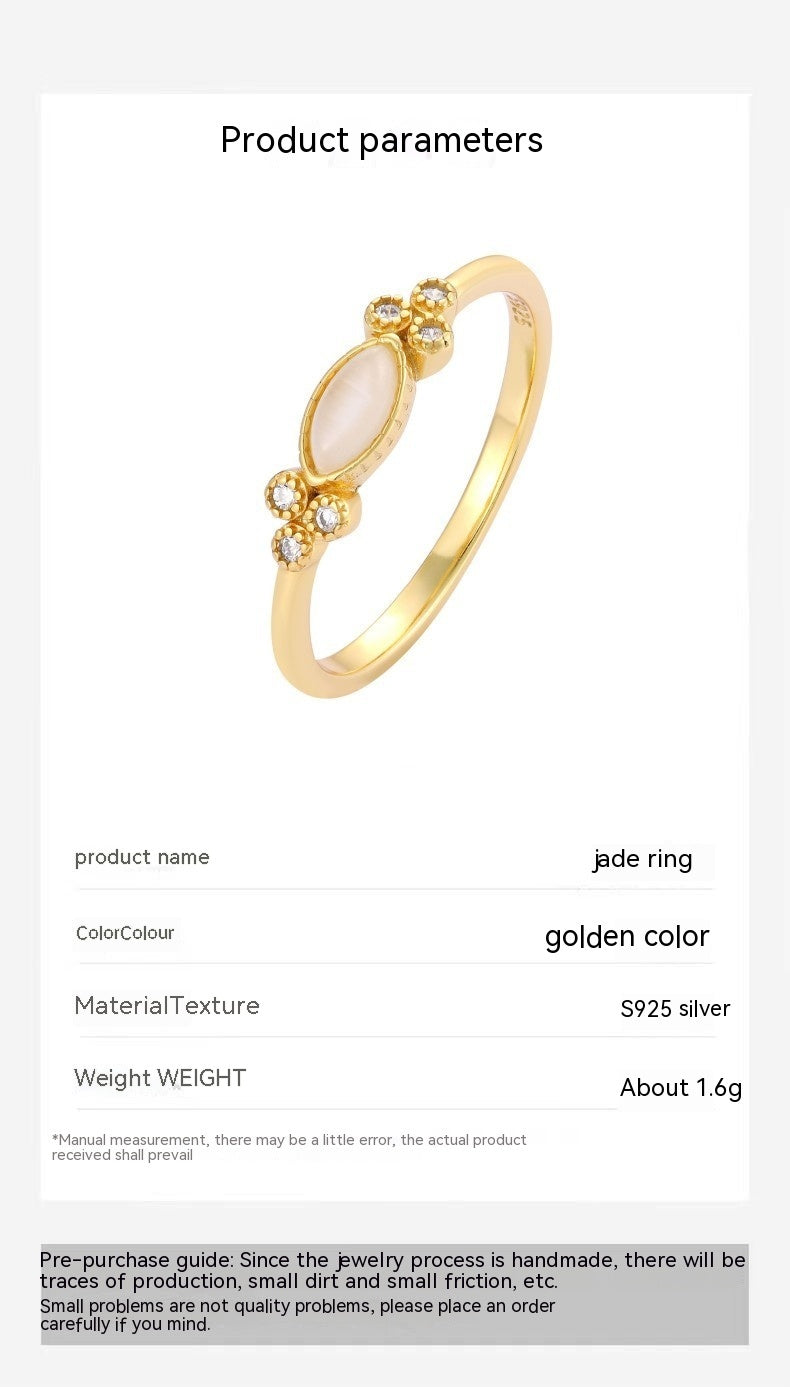 Womens 925 Sterling Silver Ring 18K Gold Plated Circle And Cube Sugar Elements Electroplated Yellow Gold For Women