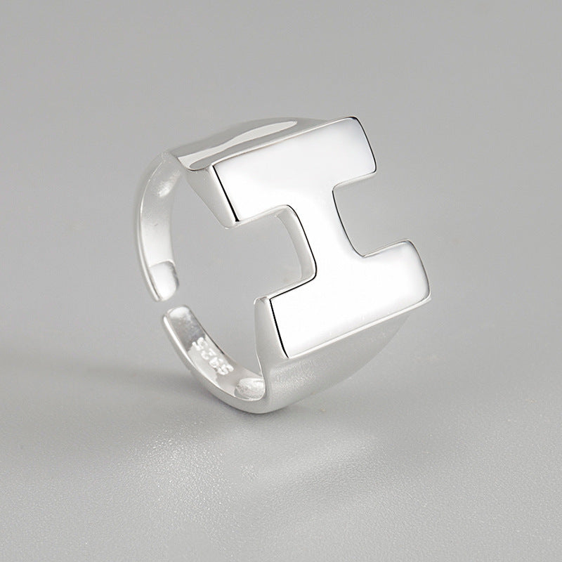 Adjustable Sterling Silver Initial H Ring 925 Open Letter Ring Fashion Jewelry For Her Women Girls Gift Open Ring