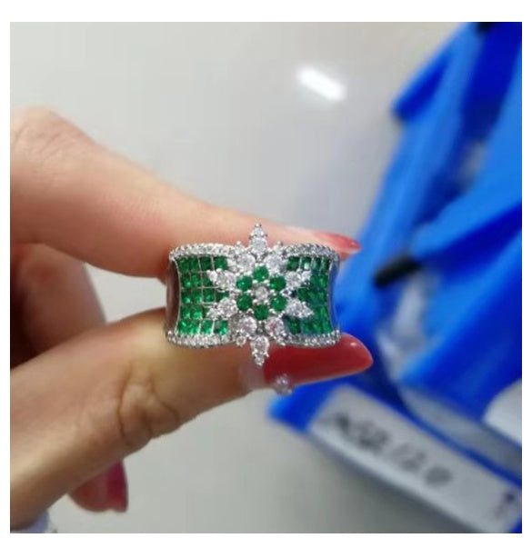 Women Adjustable Ring With Gemstones Inlay Geometric Copper And Sterling Silver Jewelry Elegant For Daily Wear