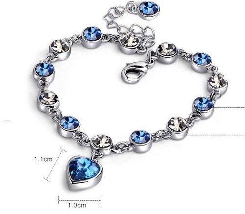 Women Gold Plated Heart Bracelet With Rhinestone Charm And Extension Chain Fashion Jewelry Oceanic Heart Gifts