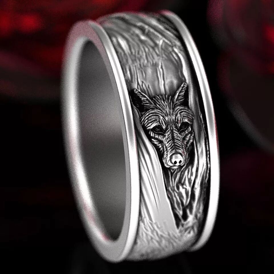 Mens Wolf Ring Vintage Animal Ring Punk Alloy Ring Electroplated Finish Statement Jewelry For Men And Women Fashionable