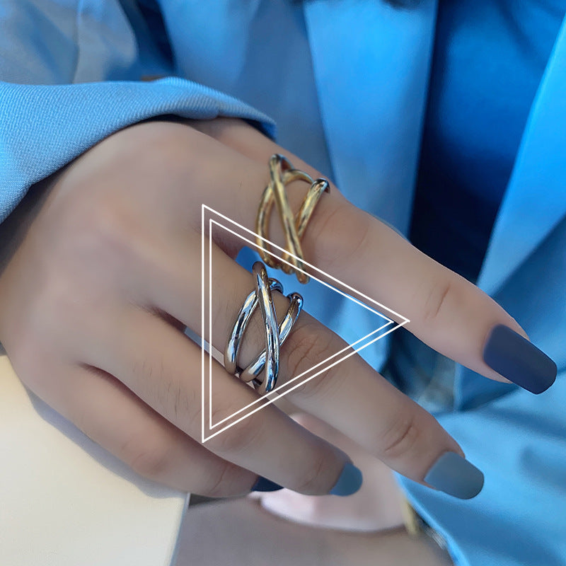 Unisex Adjustable Silver Plated Braiding Geometric Knuckle Ring Fashion Jewelry Gift For Size Adjustable Start