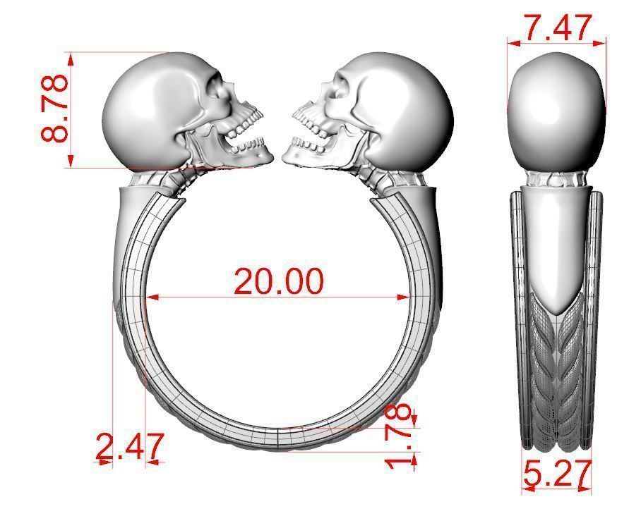 Womens Skull Ring Open Mouth Alloy Statement Jewelry