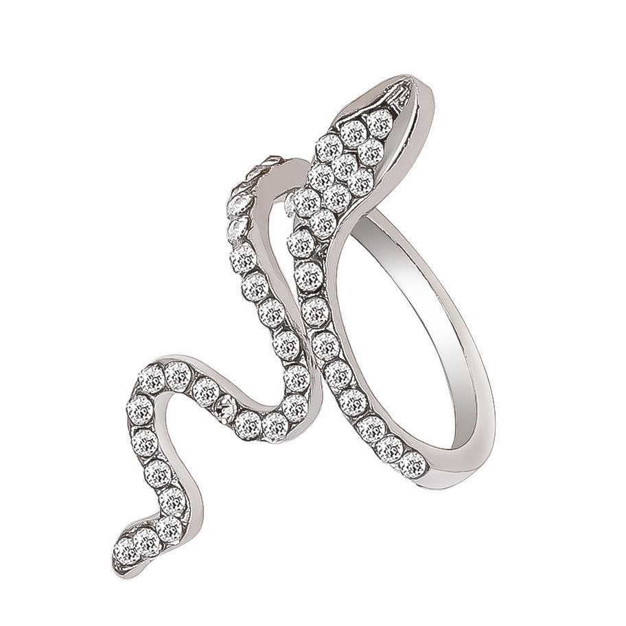 Womens Snake Ring With Rhinestones Diamonds Animal Zodiac Design Alloys Fashion Jewelry Statement Ring Parties