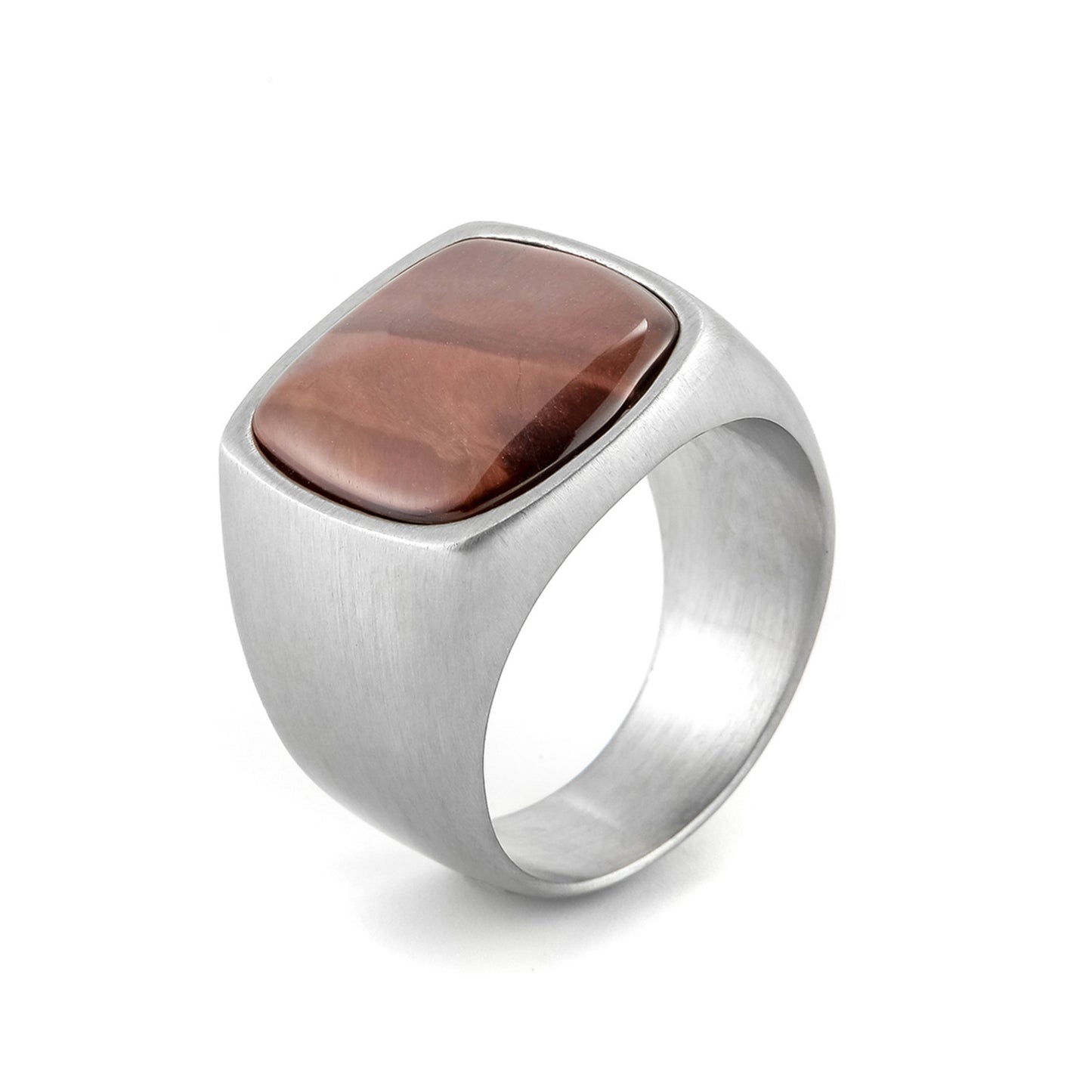 Mens Stainless Steel Ring Black Agate Geometric Design European American Casting Ring Gift For Trade Fairs Now