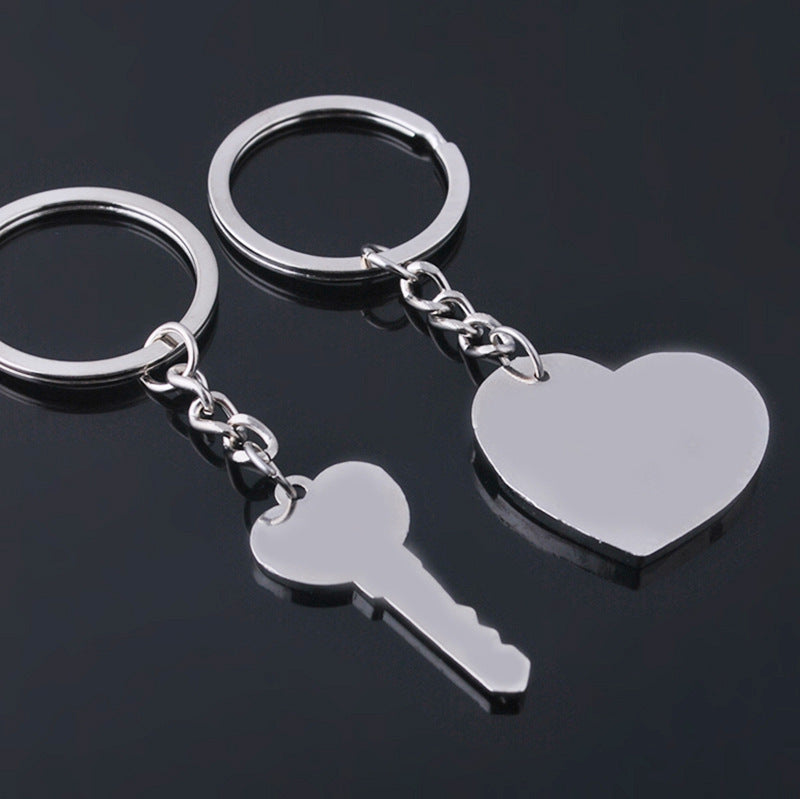 Heart Shaped Keychain Metal Key Ring Silver Zinc Alloy Key Chain Romantic Keepsake For Couples Pendant For You