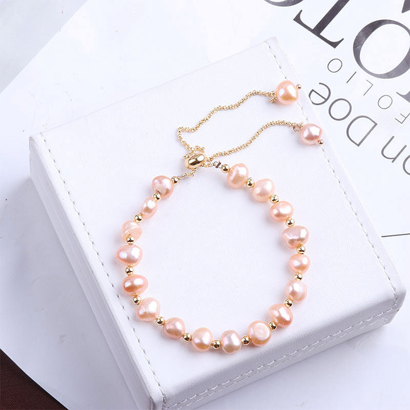 Womens Imitation Pearl Bracelet Sweet Special Shaped Beads Pull Out Design Elegant Bracelet For Women Gift Set