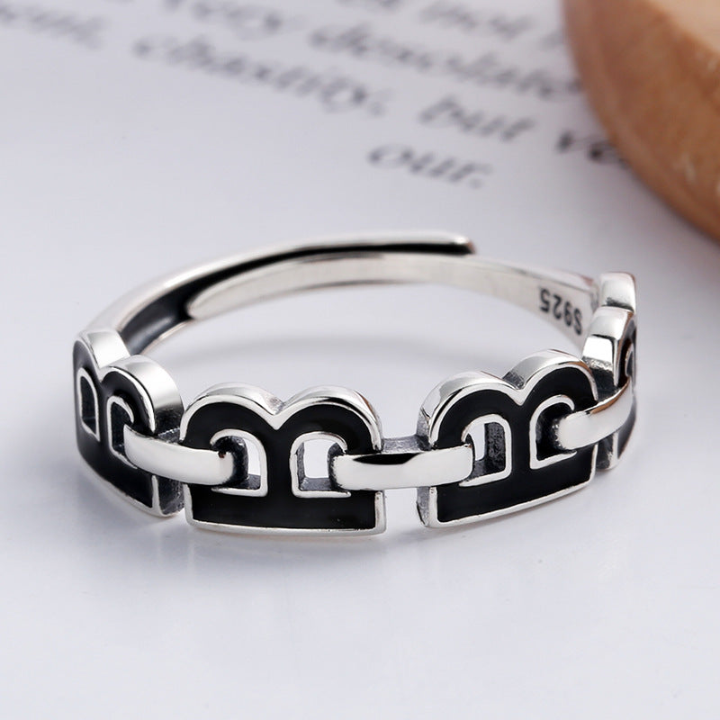 Sterling Silver Initial B Ring For Women Adjustable Elegant Fashion Statement Jewelry Gift For Women Chic Trim