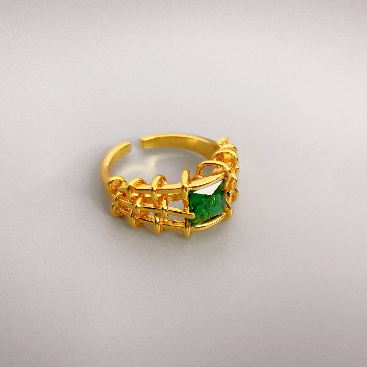 Ladies Copper Ring With Adjustable Opening White And Green Inspired By Korean And Japanese Fashion Style For Women