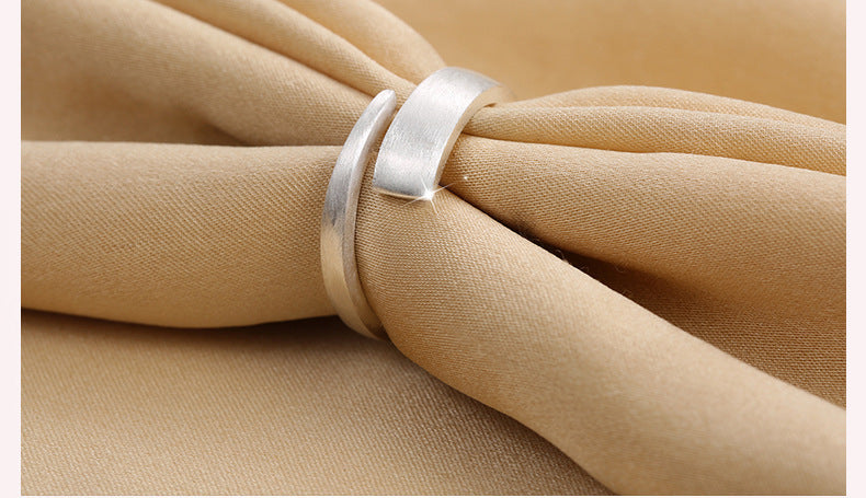 Sterling Silver Ring Brushed Plain Minimal Design Adjustable Band For Women Elegant Everyday Accessory Gifting