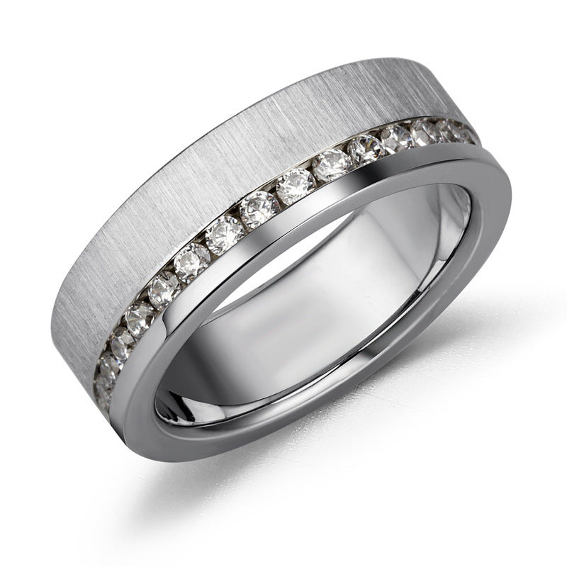 Men's Titanium Steel Ring Embossed Alphabet Number Text Band European And American Fashion Simple Electroplated Ring For Him Gift