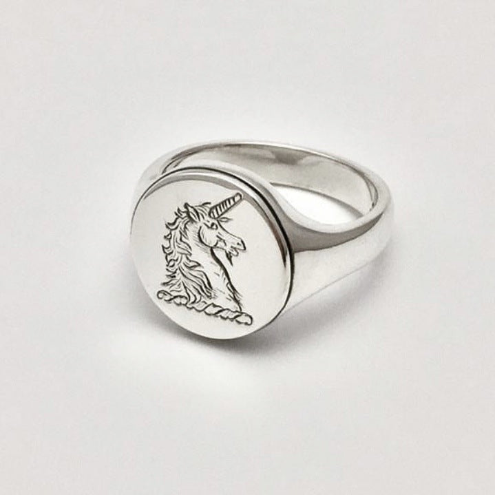 Unisex Zodiac Ring Electroplated Alloy Punk Ring European American Fashion Jewelry Seahorse Ring Animal Zodiac