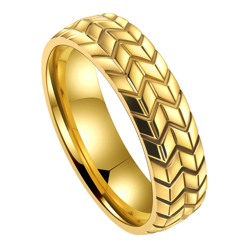 Personalized Titanium Steel Mens Ring Gold Tone Korean Style Electroplated Fashion Accessory Size 07 08 Gift Now