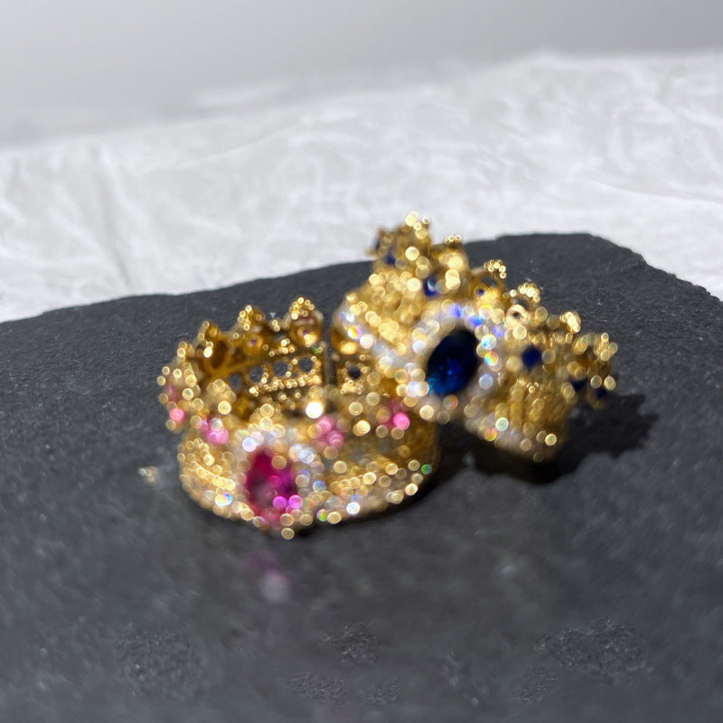 Women Lace Crown Ring Adjustable Opening Copper Fashion Jewelry Exquisite Elegant Accessory Gift Classic Charm