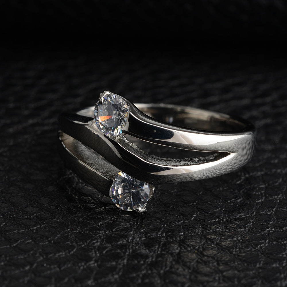 Women's Stainless Steel Heart Ring with 5A Zircon Stone Engagement Ring Perfect Gift for Her Geometric Metal Ring Available in Sizes 5 6 7 8 and 9