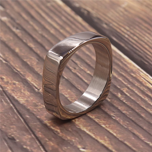 Rectangular Mens Stainless Steel Ring No Inlay Smooth Band For Everyday Wear Durable Comfort For Daily Outdoor