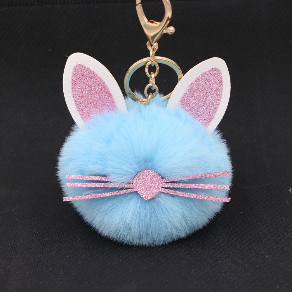 Plush Kitten Keychain Cute Cat Pendant Alloy Key Ring Women Adorable Bag Charm Accessory Trendy Gift Ideas Cat