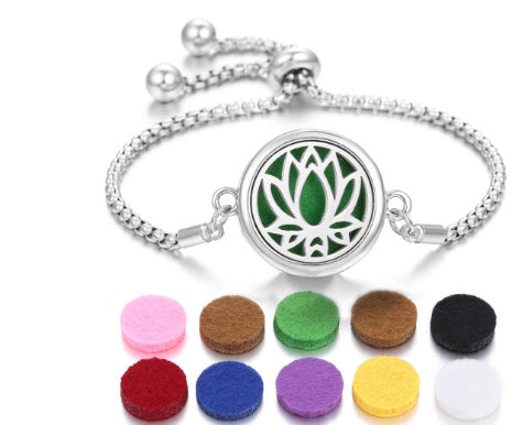 Aromatherapy Essential Oil Diffuser Unisex Bracelet Alloy Locket Electroplated Finish Jewelry Gift For Her Box