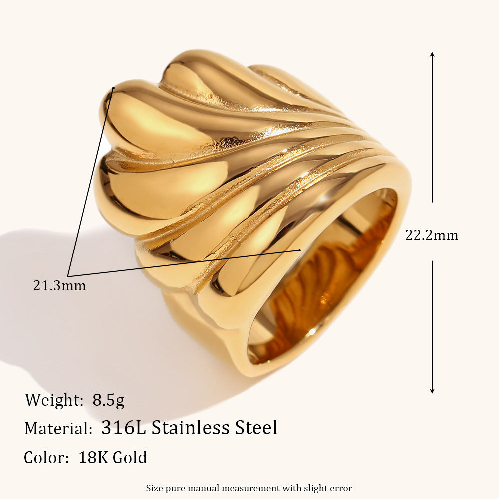 Simple And Light Luxury Stainless Steel Plated 18K Gold Ring