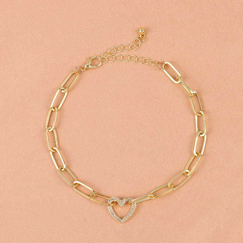 Womens Geometric Chain Bracelet Luxurious Alloy Electroplated Design Unique Elegant Heart Bracelet Round Unique