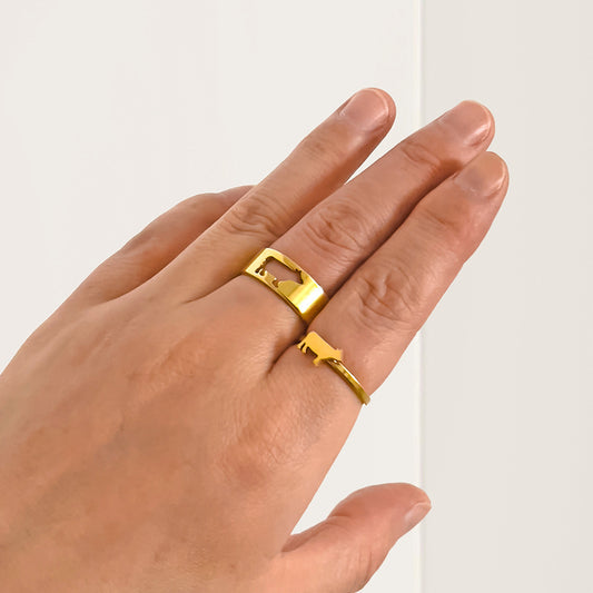 Couples Ring Gold Tone Stainless Steel Cow Design Durable Jewelry For Him And Her Anniversary Gift For Couples Elegant