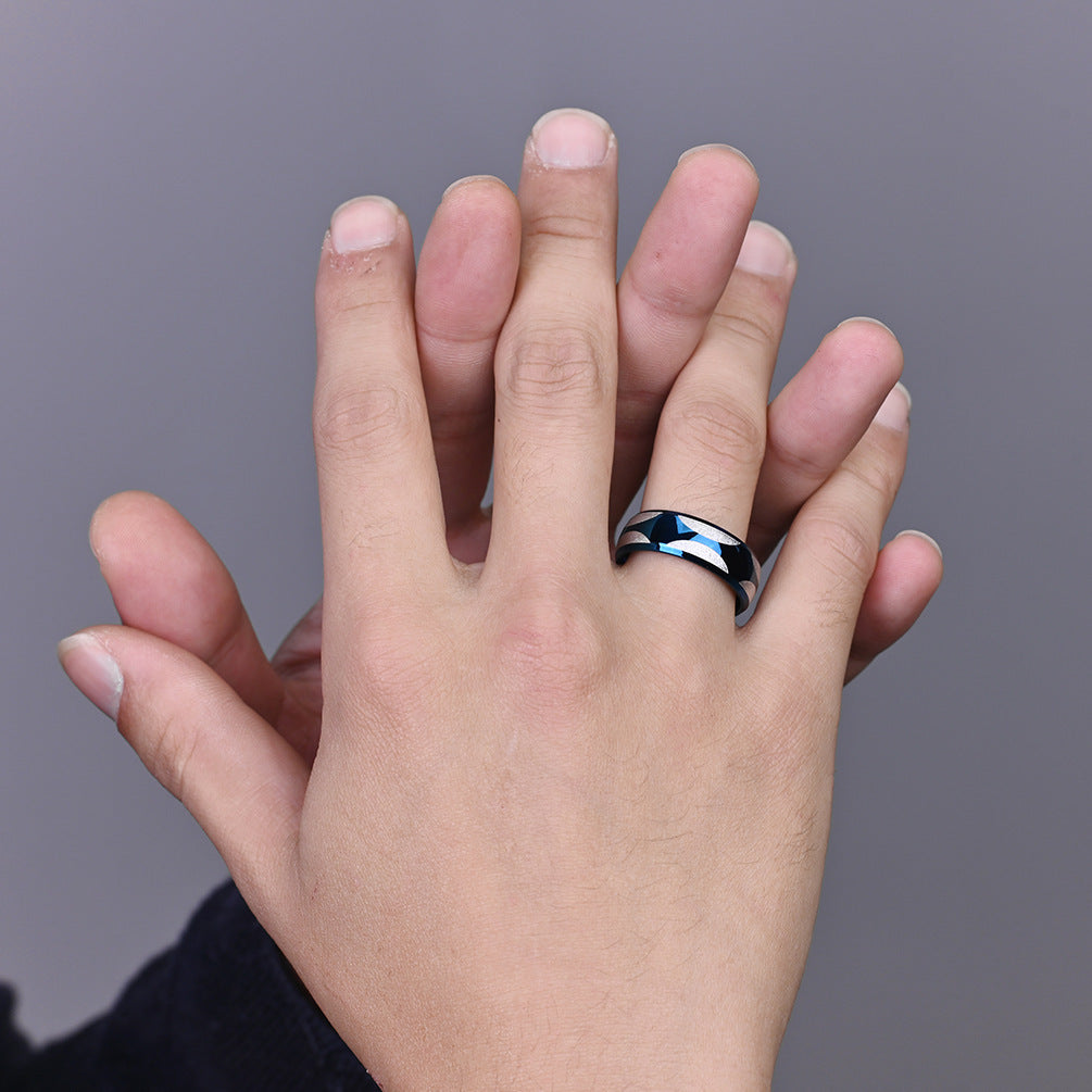 Stainless Steel Frosted Couple Ring Gold Blue Inter Electric Simple Style Size 8 9 10 11 12 Not Inlaid Diamond