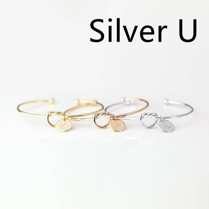 Womens Alloy Letter Bracelet Dead Knot Bangle Jewelry Gold