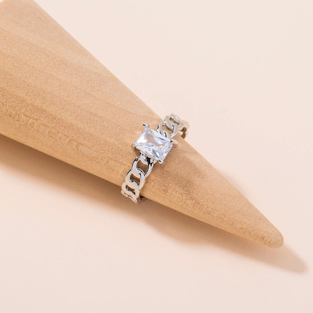 Adjustable Copper Zircon Ring Open Band European Style Gift