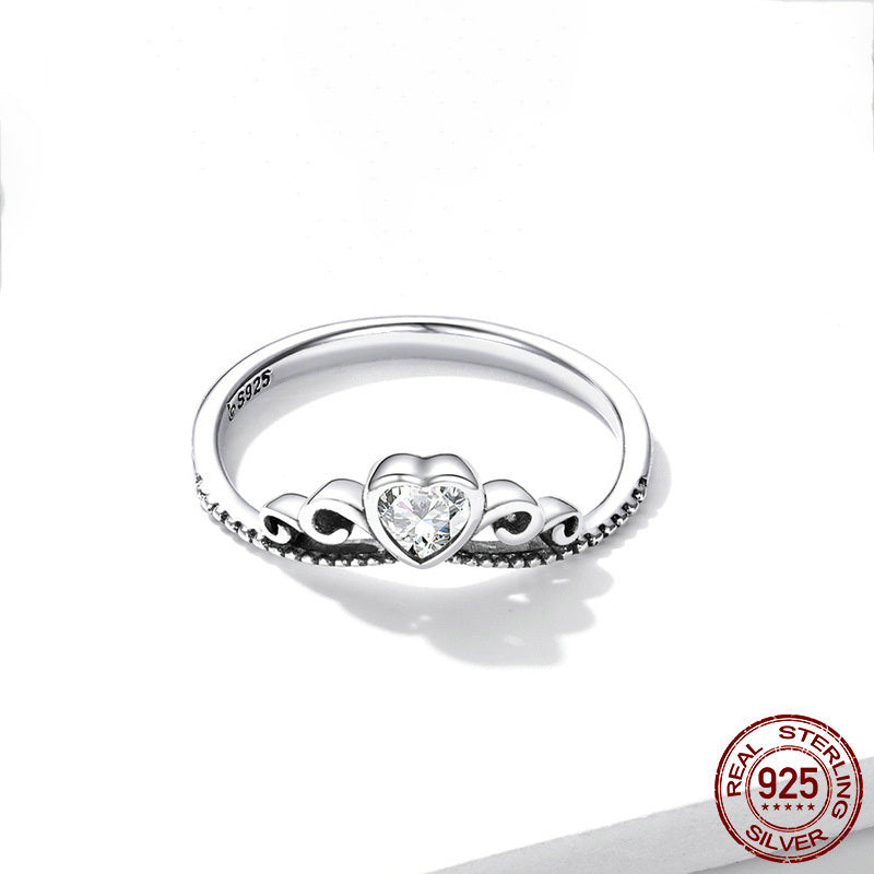 Heart Shaped Ring for Women Geometric Silver Electroplated Modern Design Elegant Heart Ring Electroplated Finish