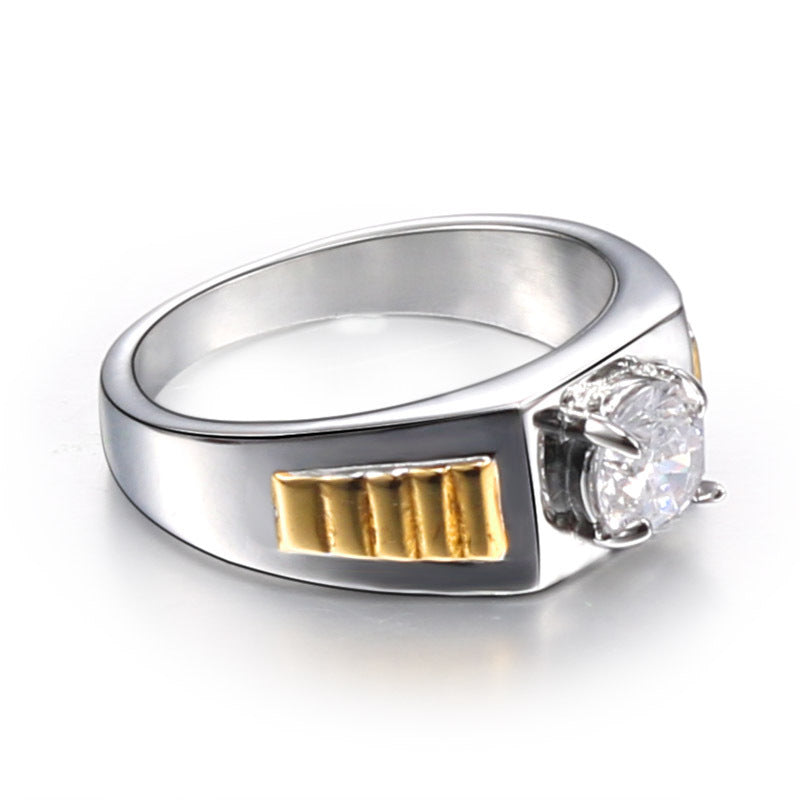 Mens Stainless Steel Ring With Middle Finger Design Diamonds Vintage Electroplated Durable Statement Jewelries