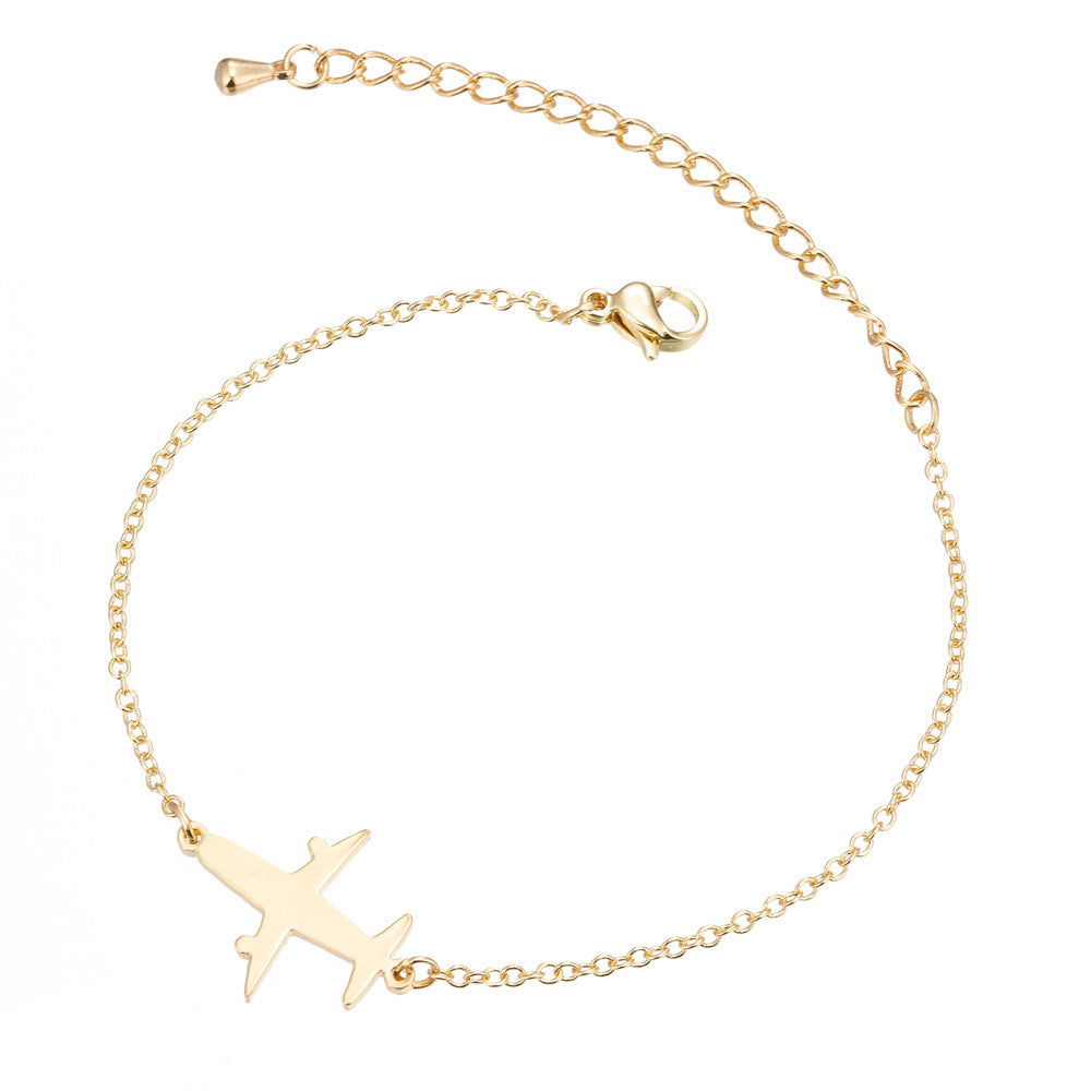 Womens Airplane Bracelet Stainless Steel Aircraft Jewelry