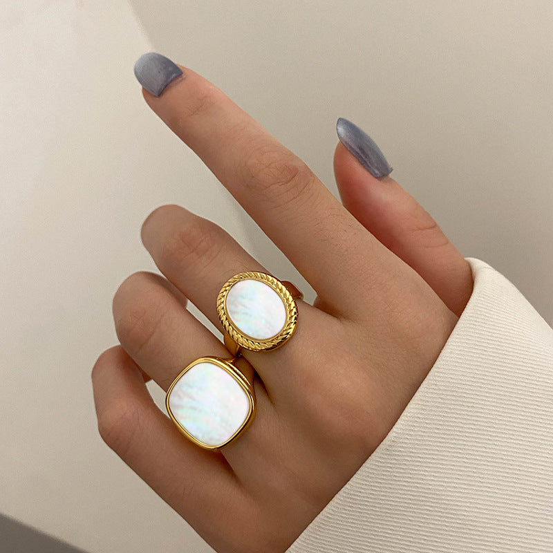 Retro European American Style Metal Texture Ring Gold Or Silver Women Adjustable Geometric Retro Jewelry Retro