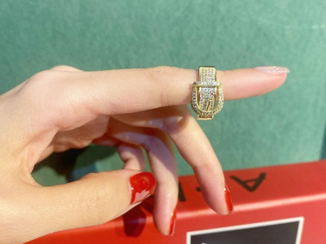 Women's Micro Inlaid Zirconium Simulated Diamond Belt Buckle Ring Alloy Electroplated Fashion Jewelry On Trend