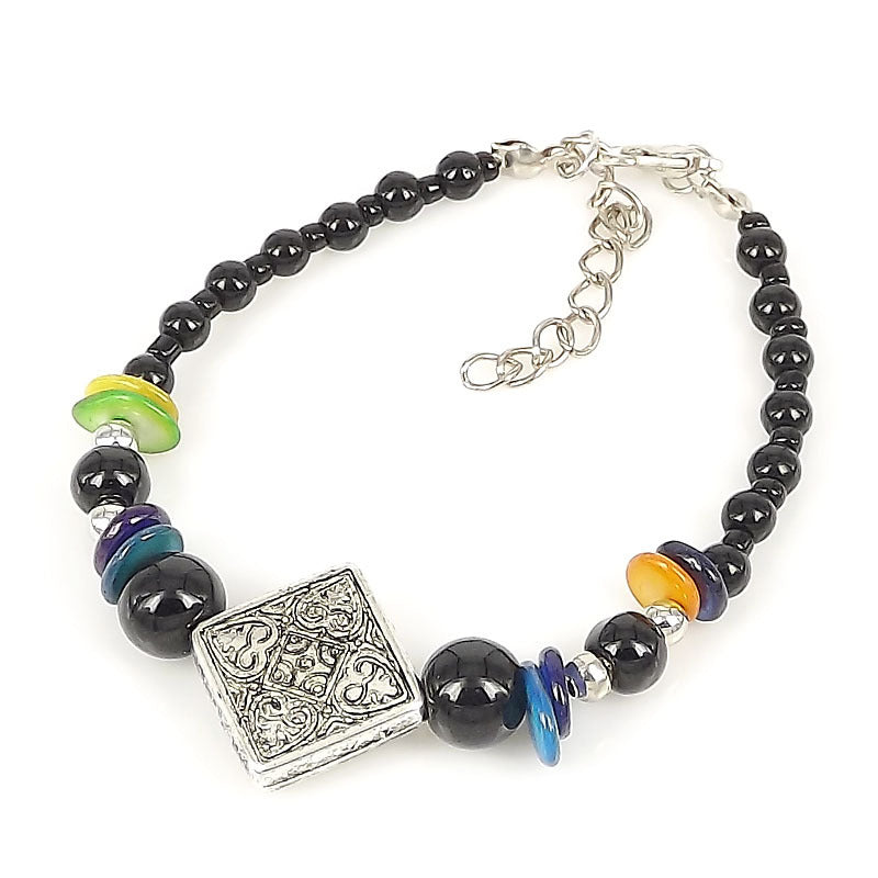 Unisex Bracelet With Tibetan Silver Beads Bohemian Ethnic Fashion Jewelry Travel Accessory And Trade Show Gift