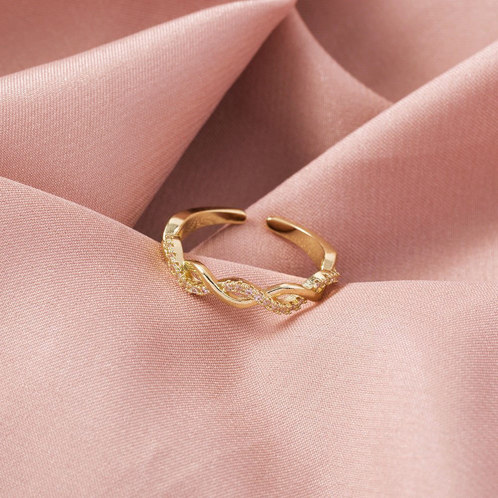 Women Adjustable Gold Ring Twisted Open Copper Electroplating Simple Elegant Design Jewelry Gift Elegant Appeal