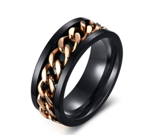 Mens Titanium Steel Chain Ring Geometric Ring Individually Packed Ideal For Birthday Holiday Or Business Gifts