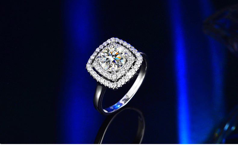 Unisex 1 Carat Zircon Ring Copper Electroplated Six Claw Engagement Wedding Anniversary Gift For All Occasions