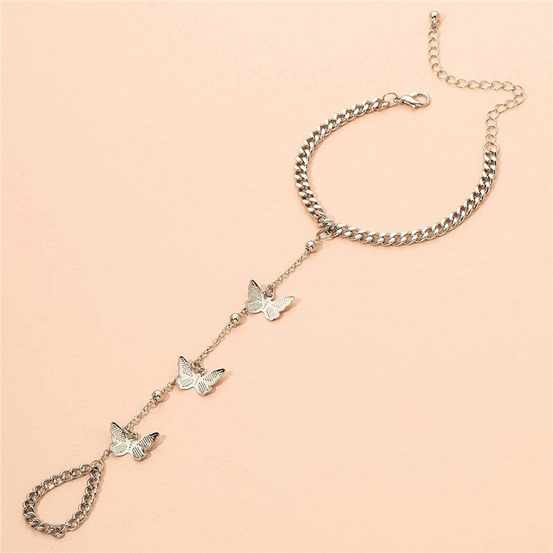 Womens Butterfly Pendant Bracelet Vintage Insect Electroplated Chain Link Delicate Jewelry Gift Elegant Alloys