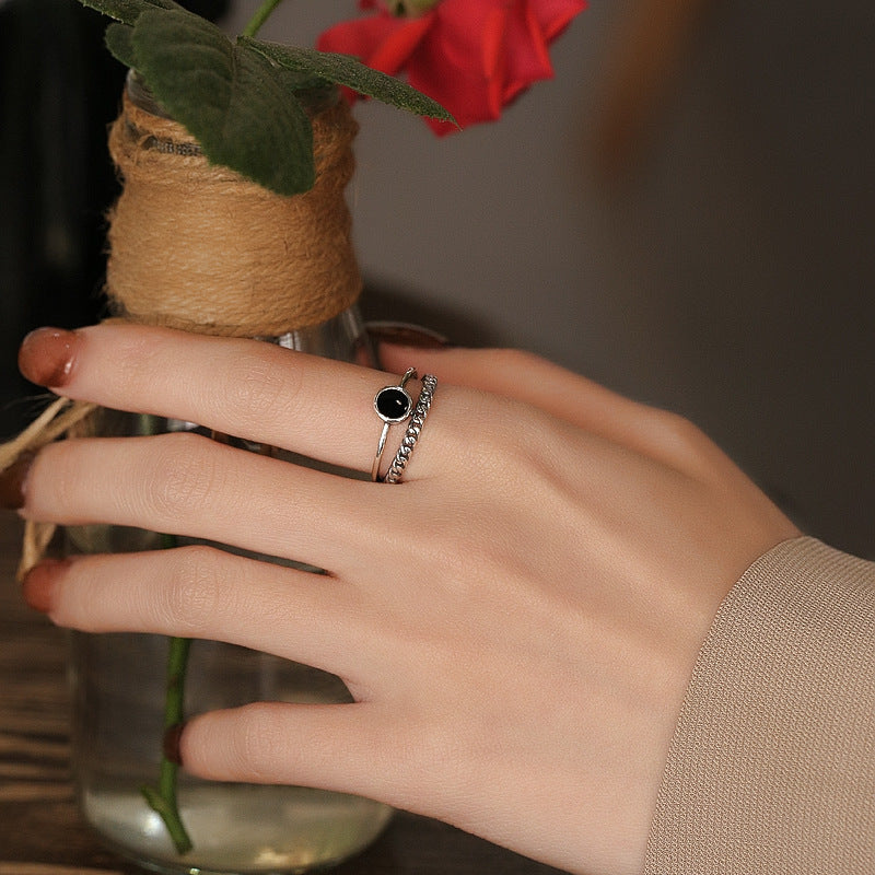 Sterling Silver Ring Double Layer Geometric Ring Korean Style Polished Festivals Gift Individually Packed Ring