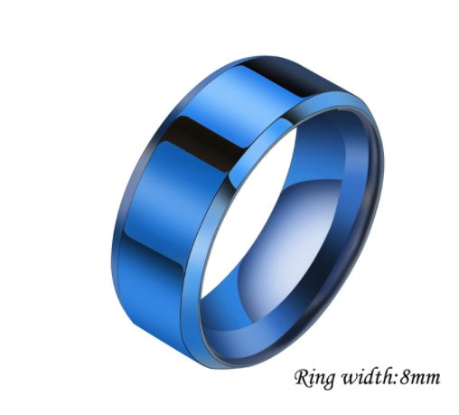 Stainless Steel Couple Rings For Him And Her Geometric Unmounted Ring Set Matching Bands Blue Black Gold Steel