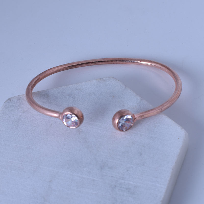 Womens Open Ended Bangle Bracelet Diamond Plated Alloy Metal Gem Inlay Round Bangle Jewellery For Ladies Shine