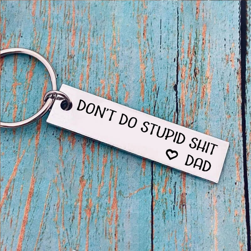 Durable Titanium Steel Keychain Key Card Novelty Present Dont Do Anything Stupid Keyring Christmas Gift Halloween