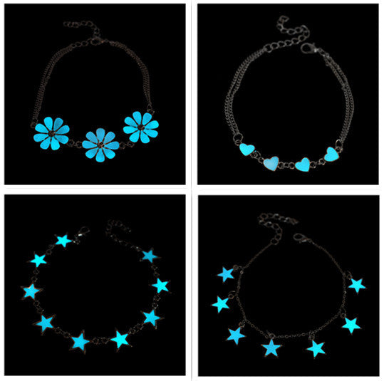 Glow Luminous Alloy Bracelet With Stars And Peach Blossoms For Women And Girls European And American Style Art
