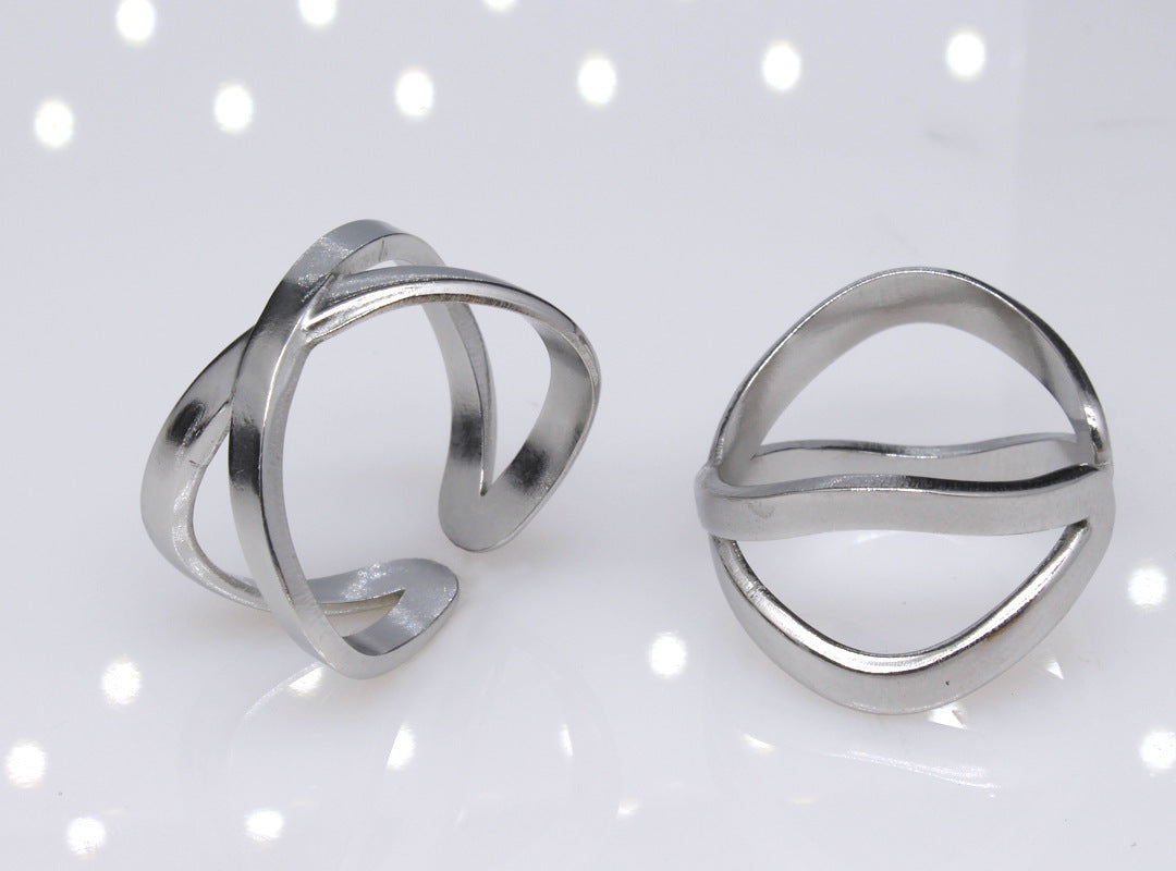 Titanium Steel Adjustable Cross Ring Geometric Electroplated Jewelry For Men Women Unisex Everyday Jewelry Look