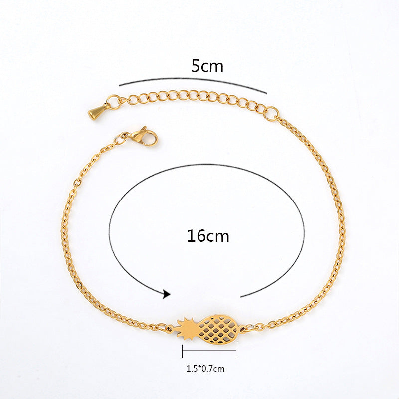 Stainless Steel Pineapple Pendant Bracelet For Women Gift
