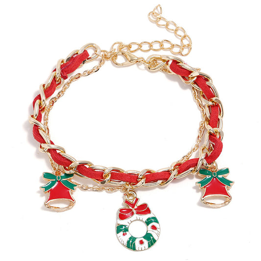 Gold Plated Bracelet With Snowflake And Christmas Tree Charms For Women European Style Jewelry Festive Holiday