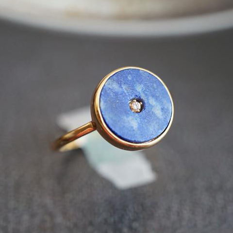 Women Adjustable Imitation Lapis Lazuli RingSet Silver Plated Vintage Geometric Design Fashion Jewelry Durable