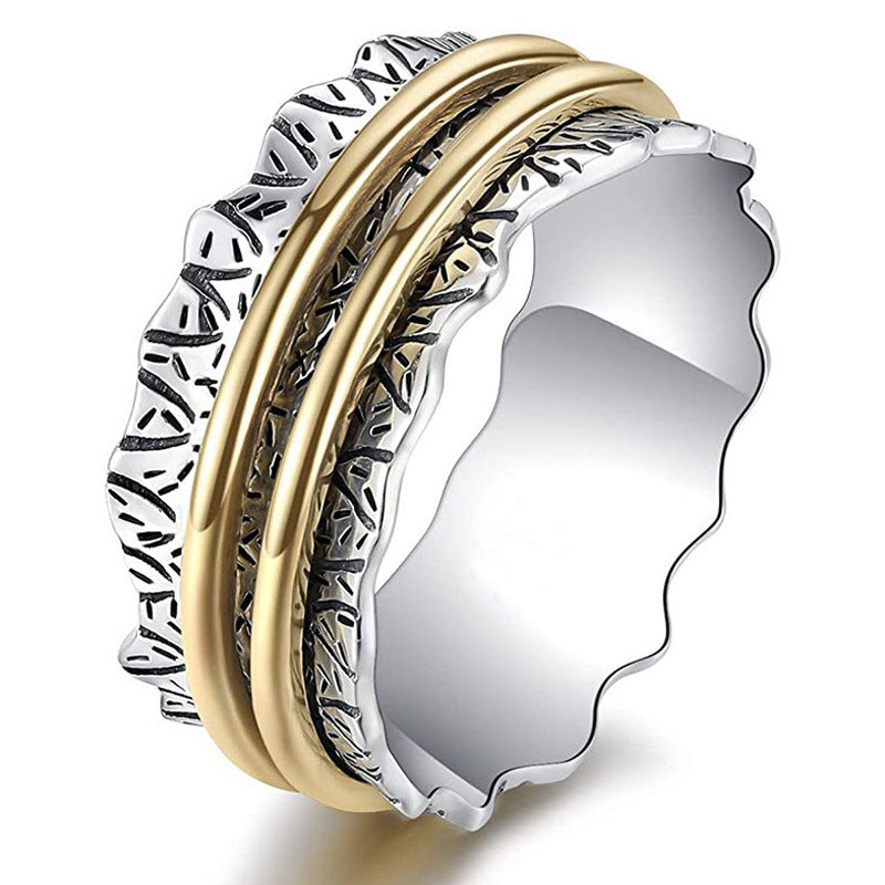 Alloy Revolving Decompression Ring Geometric Electroplated