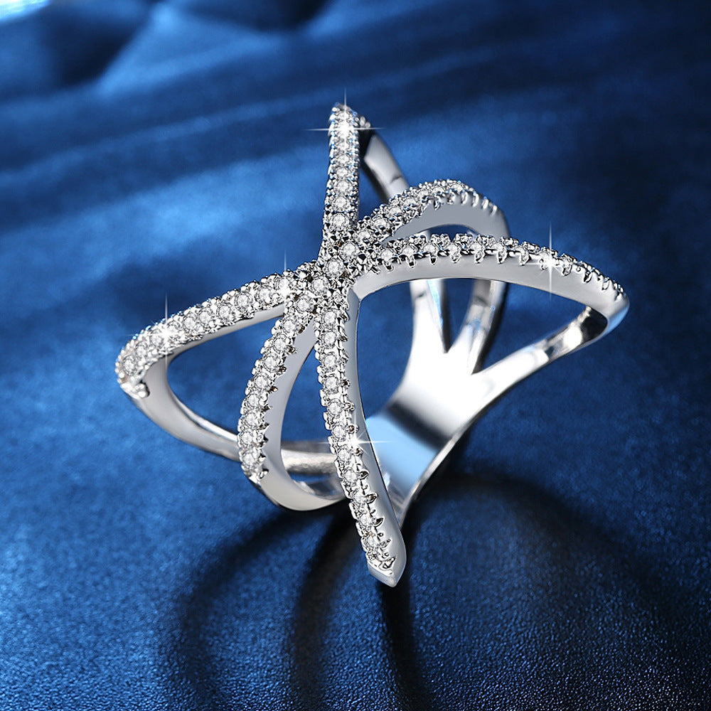 Womens Zircon Ring Geometric Copper Electroplated Fashion Jewelry Elegant Durable Versatile Gift For Couples Gift Idea